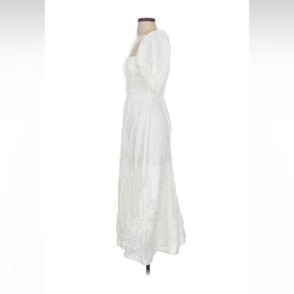 Reformation Belgium Linen Midi Dress 2 White Classic French Causal Wedding Chic - Picture 6 of 15